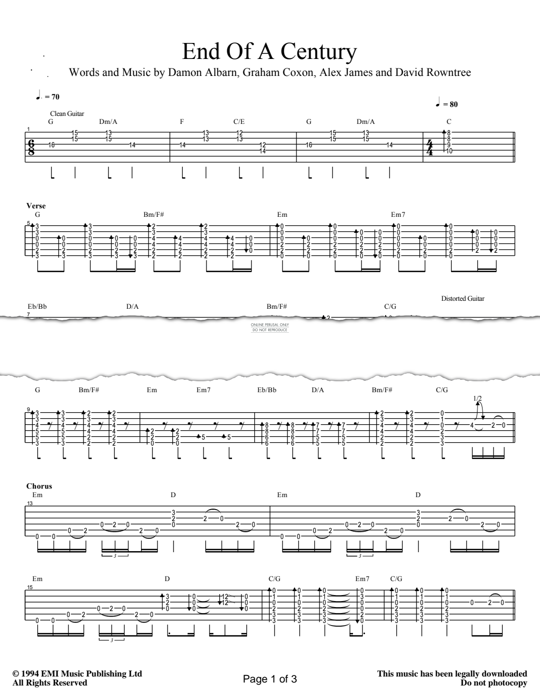 Product gallery: Page 1 of 1 End Of A Century, Blur