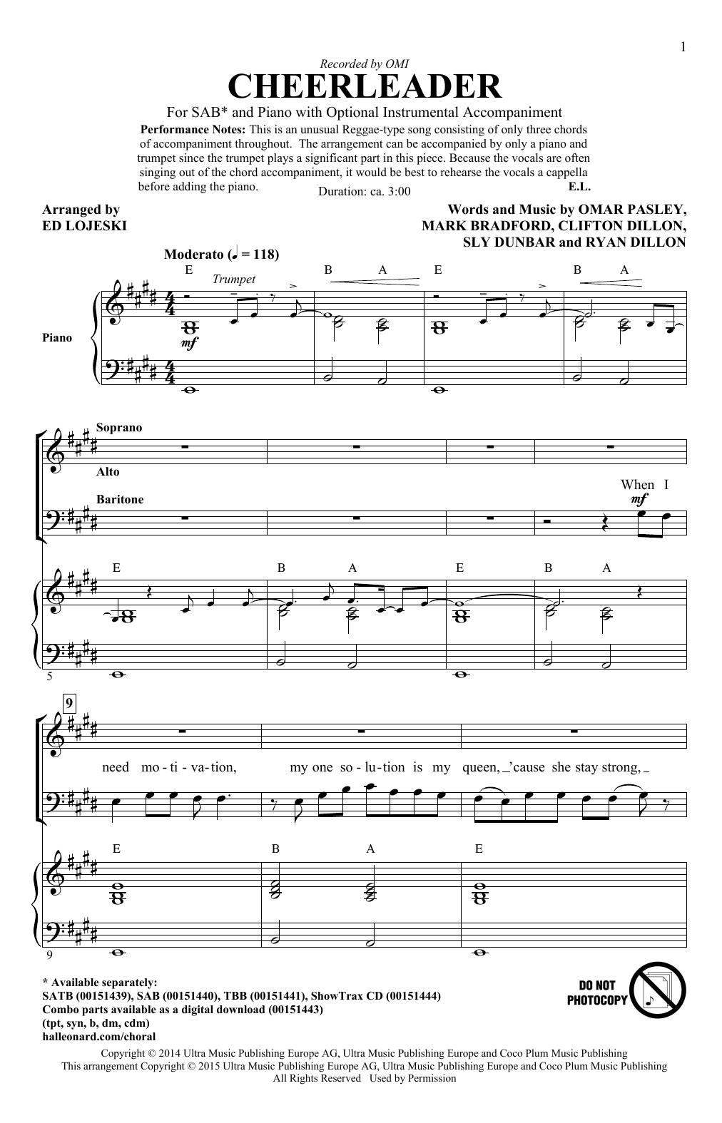 Produktbild zu: Cheerleader (arr. Ed Lojeski)