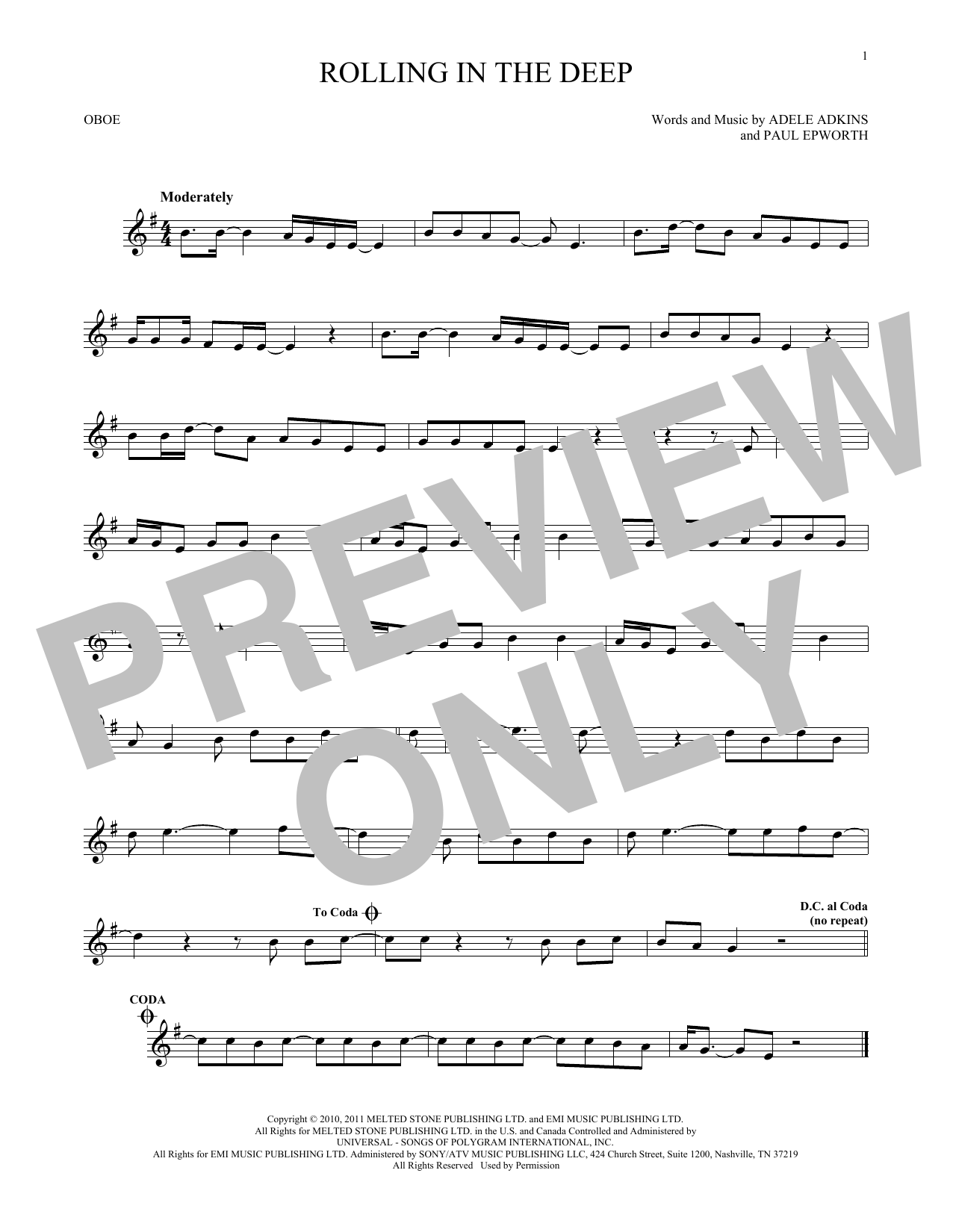 Produktgalerie: Seite 1 von 1 Rolling In The Deep, Adele, Oboe