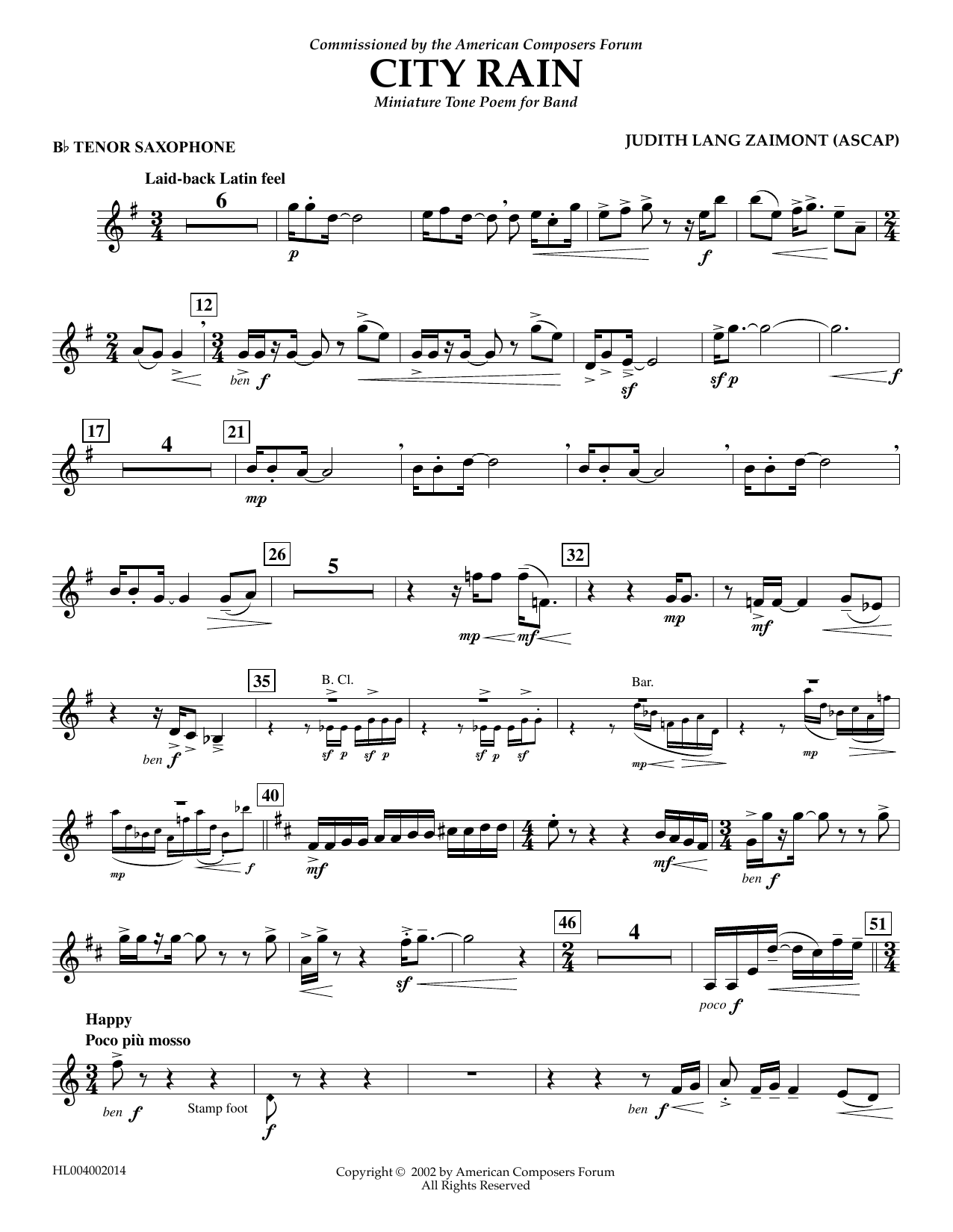 Produktbild zu: City Rain - Bb Tenor Saxophone
