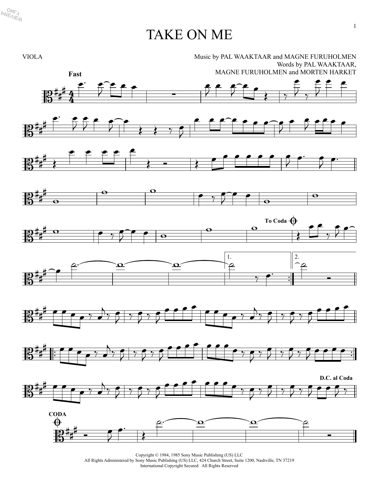 Product gallery: Page 1 of 1 Take On Me, a-ha