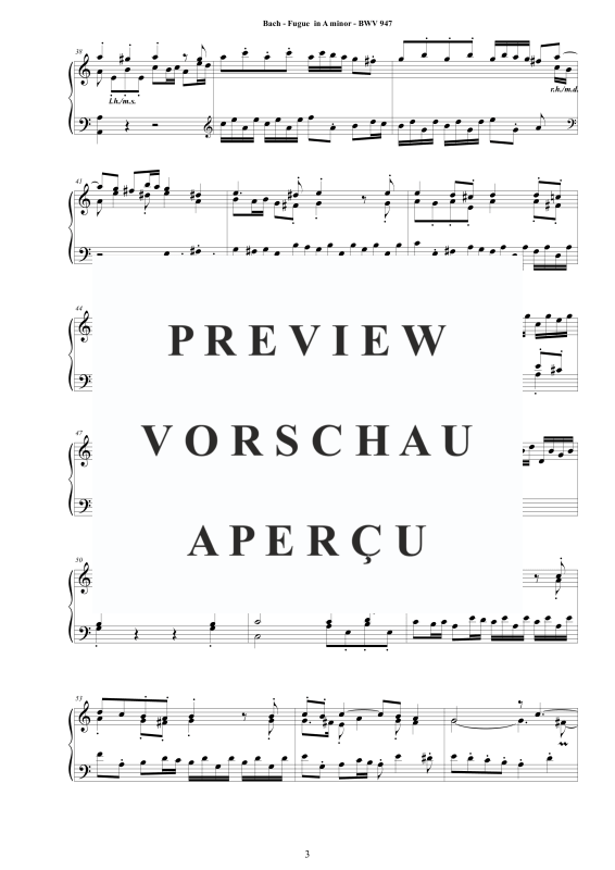 Produktgalerie: Seite 4 von 9 Fuge in A-Moll BWV 561b, , Klavier Solo