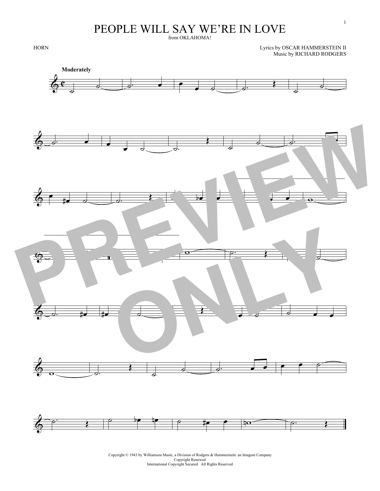 Produktgalerie: Seite 1 von 1 People Will Say We're In Love (from Oklahoma!), Rodgers & Hammerstein, Horn