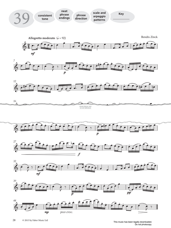 Product gallery: Page 1 of 1 Study No.39 Allegretto moderato (from 'More Graded Studies For Flute Book One'), Bendix Zinck