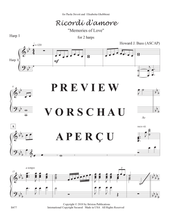 Produktgalerie: Seite 15 von 21 Ricordi d´ amore Memories of Love , , (2 Harfen)
