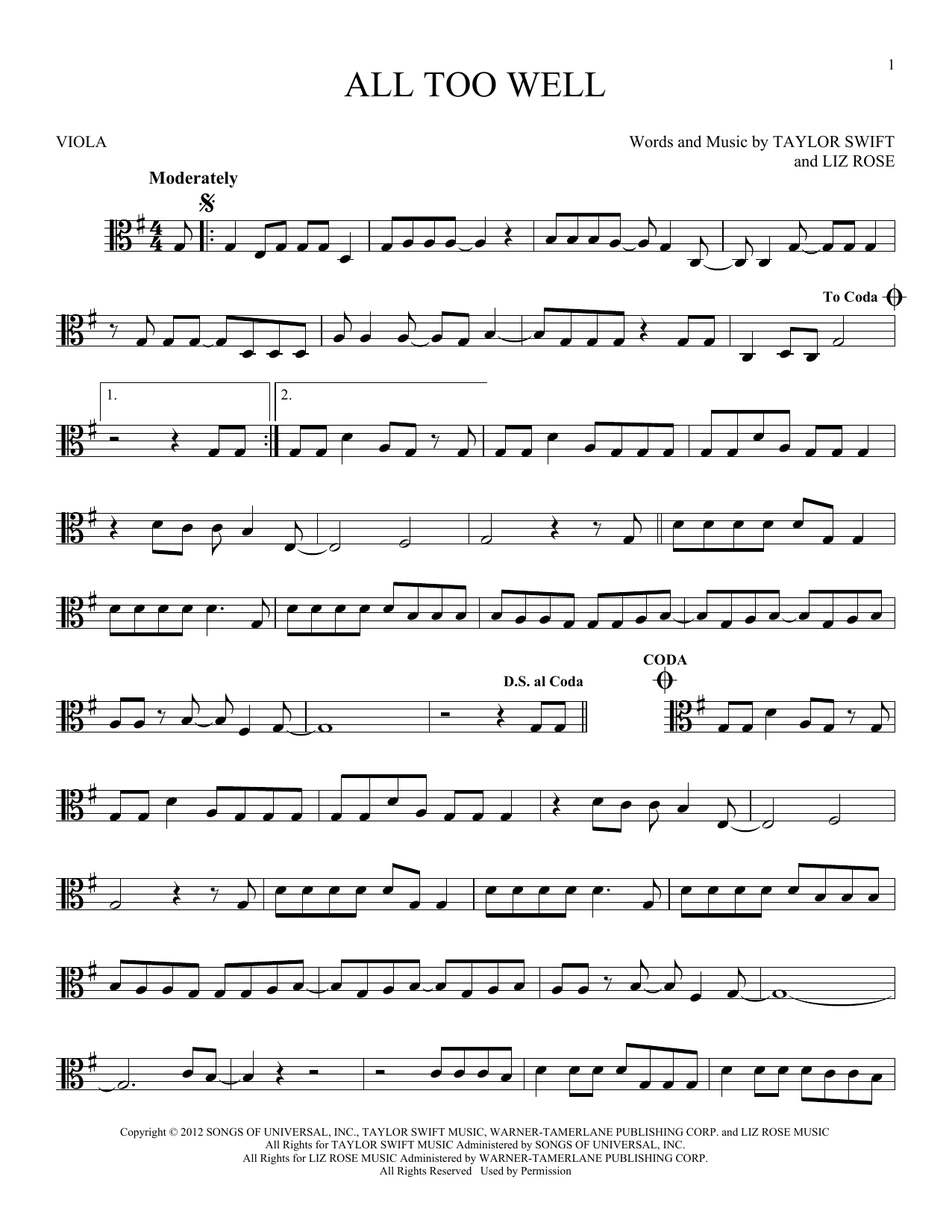 Product gallery: Page 1 of 1 All Too Well, Taylor Swift