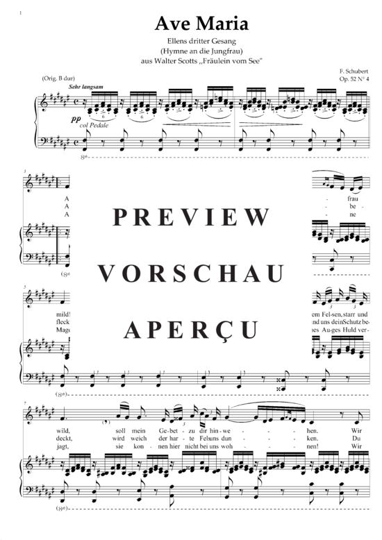 gallery: Ave Maria (Ellens Gesang III) , ,  D. 839 in Fis-Dur (Gesang tief + Klavier)