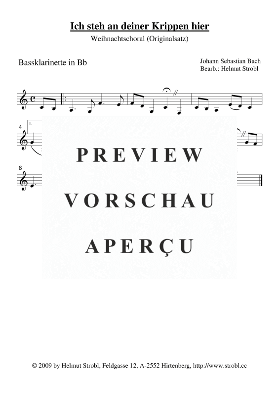 gallery: Ich steh an deiner Krippen hier, , Klarinettenquartett