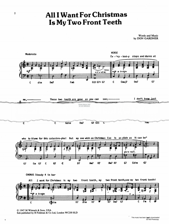 Produktgalerie: Seite 1 von 1 All I Want For Christmas (Is My Two Front Teeth), Donald Gardner, Gesang, Gitarre, Klavier