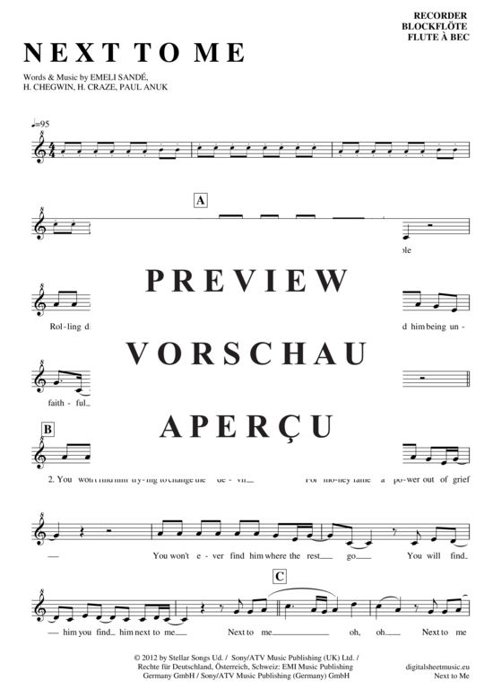 Product gallery: Page 2 of 4 Next to me , Sande, Emeli, (recorder)