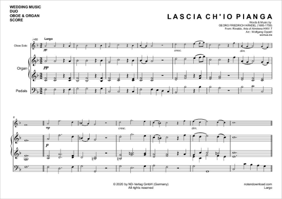 Product gallery: Page 2 of 5 Largo (Rinaldo: Arie der Almirena) , ,  (oboe + organ)