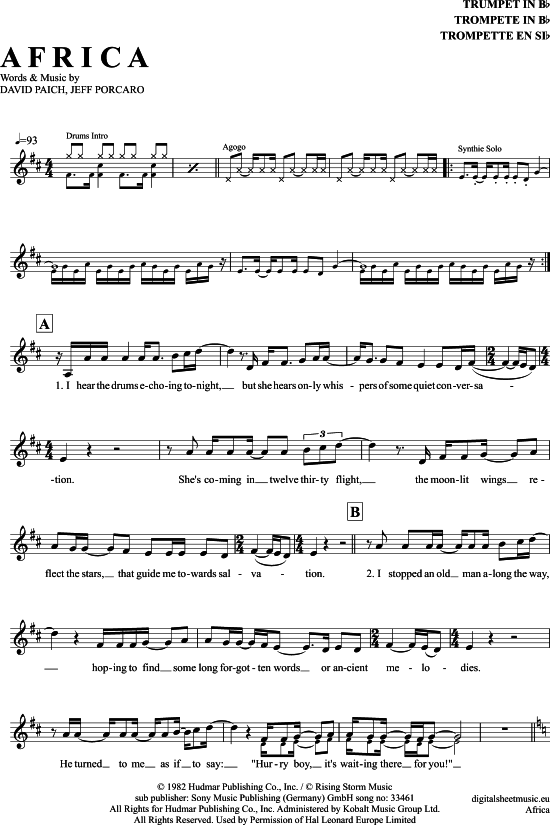 Product gallery: Page 1 of 4 Africa , Toto, Trumpet in B-flat