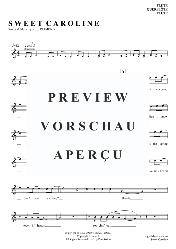 Product gallery: Page 2 of 4 Sweet Caroline , Diamond, Neil, (transverse flute)