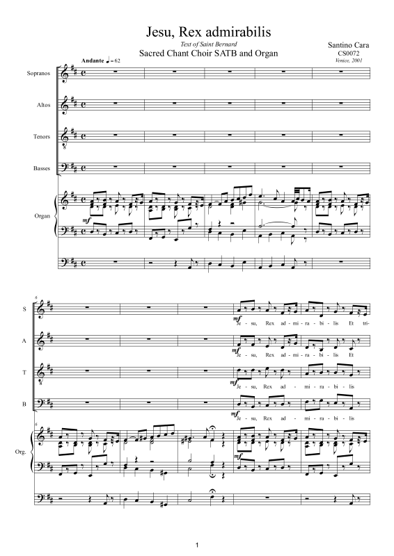 Produktbild zu: Jesu, Rex admirabilisSantino Cara