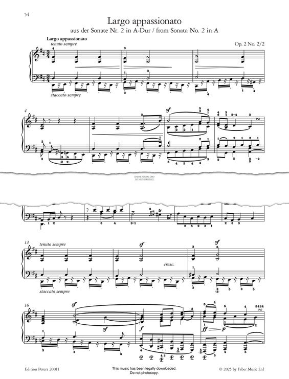 Produktgalerie: Seite 1 von 1 Largo appassionato (2nd movt from Sonata Op. 2, No. 2), Ludwig van Beethoven, Klavier
