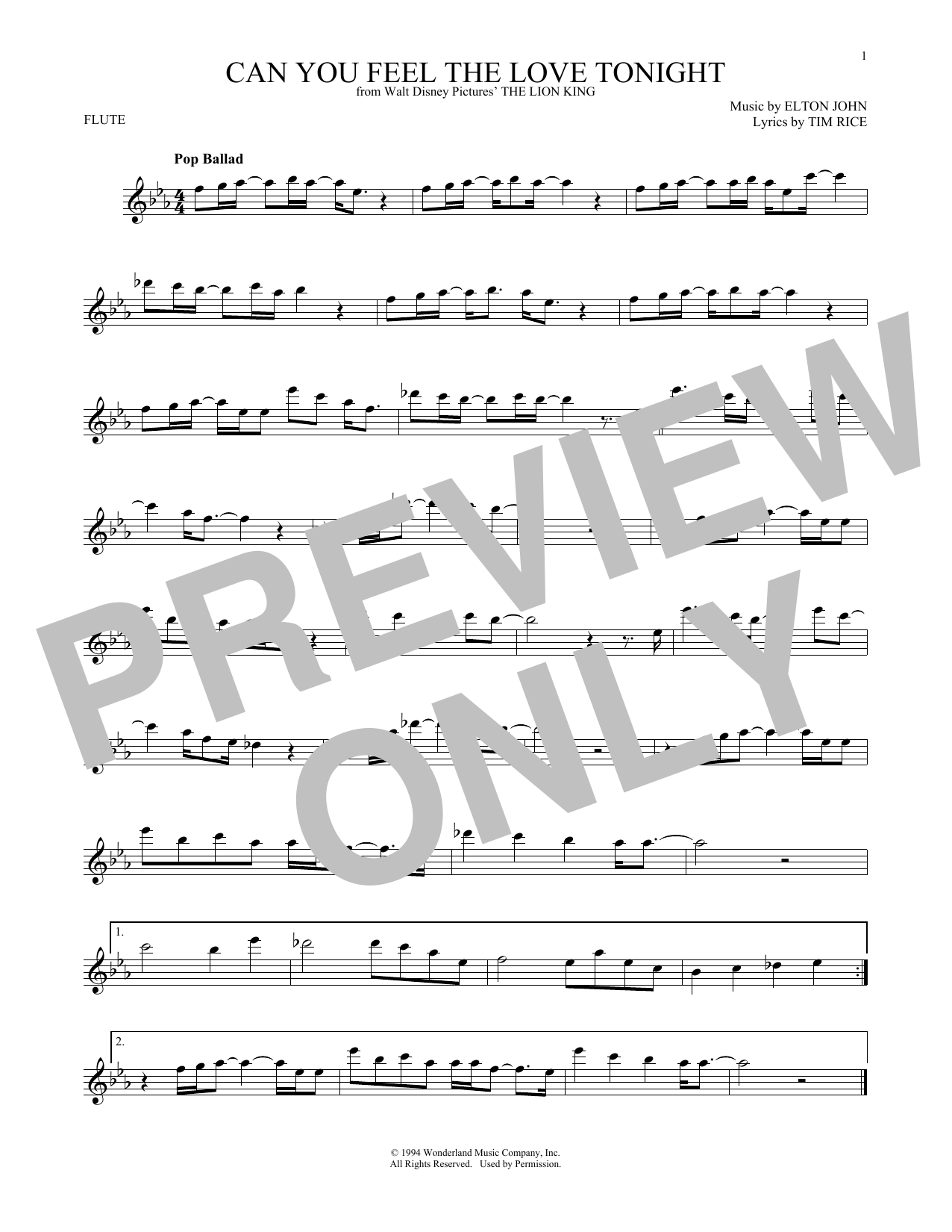 Product gallery: Page 1 of 1 Can You Feel The Love Tonight (from The Lion King), Elton John