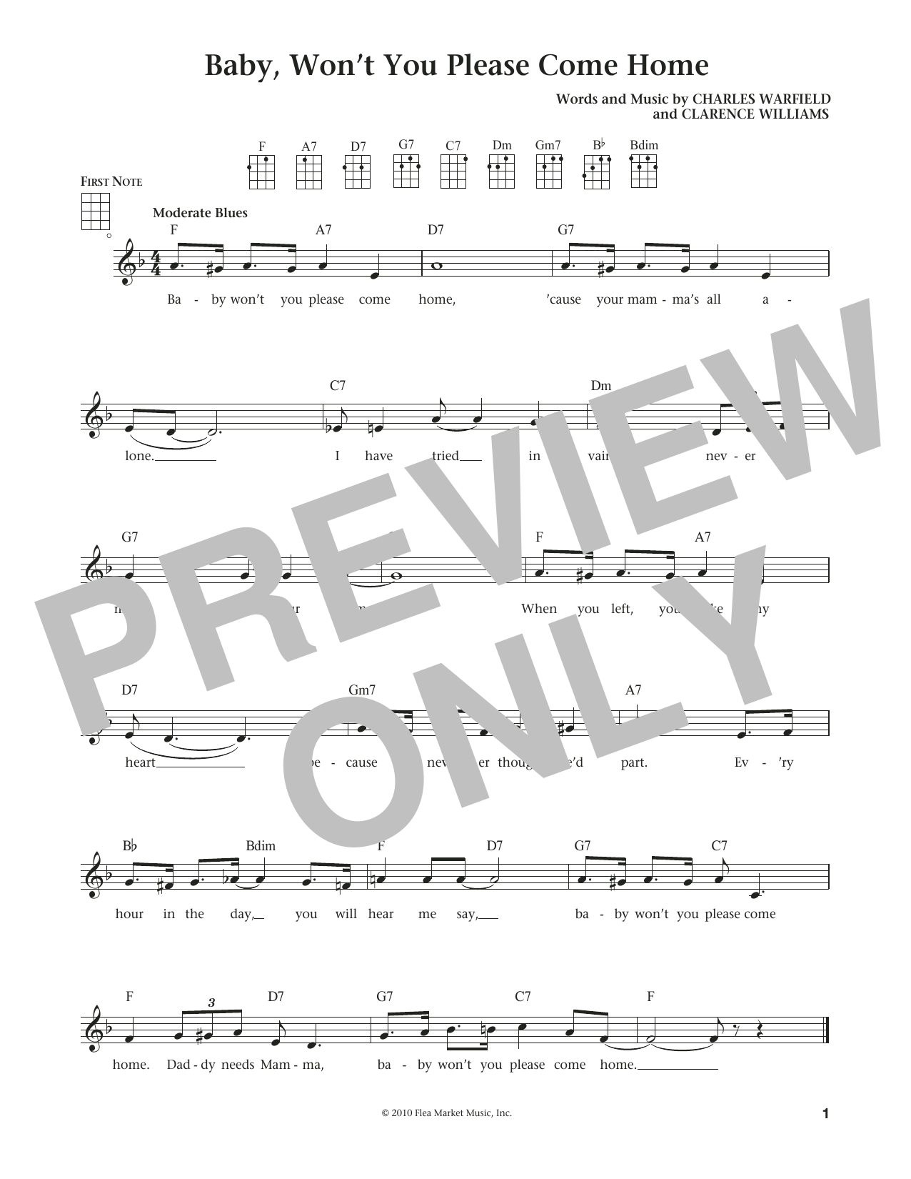Product gallery: Page 1 of 1 Baby, Won't You Please Come Home (from The Daily Ukulele) (arr. Liz and Jim Beloff), Charles Warfield