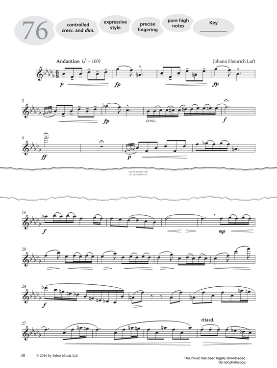gallery: Study No.76 'Andantino' (from 'More Graded Studies For Saxophone Book Two'), Johann Heinrich Luft, Saxophon