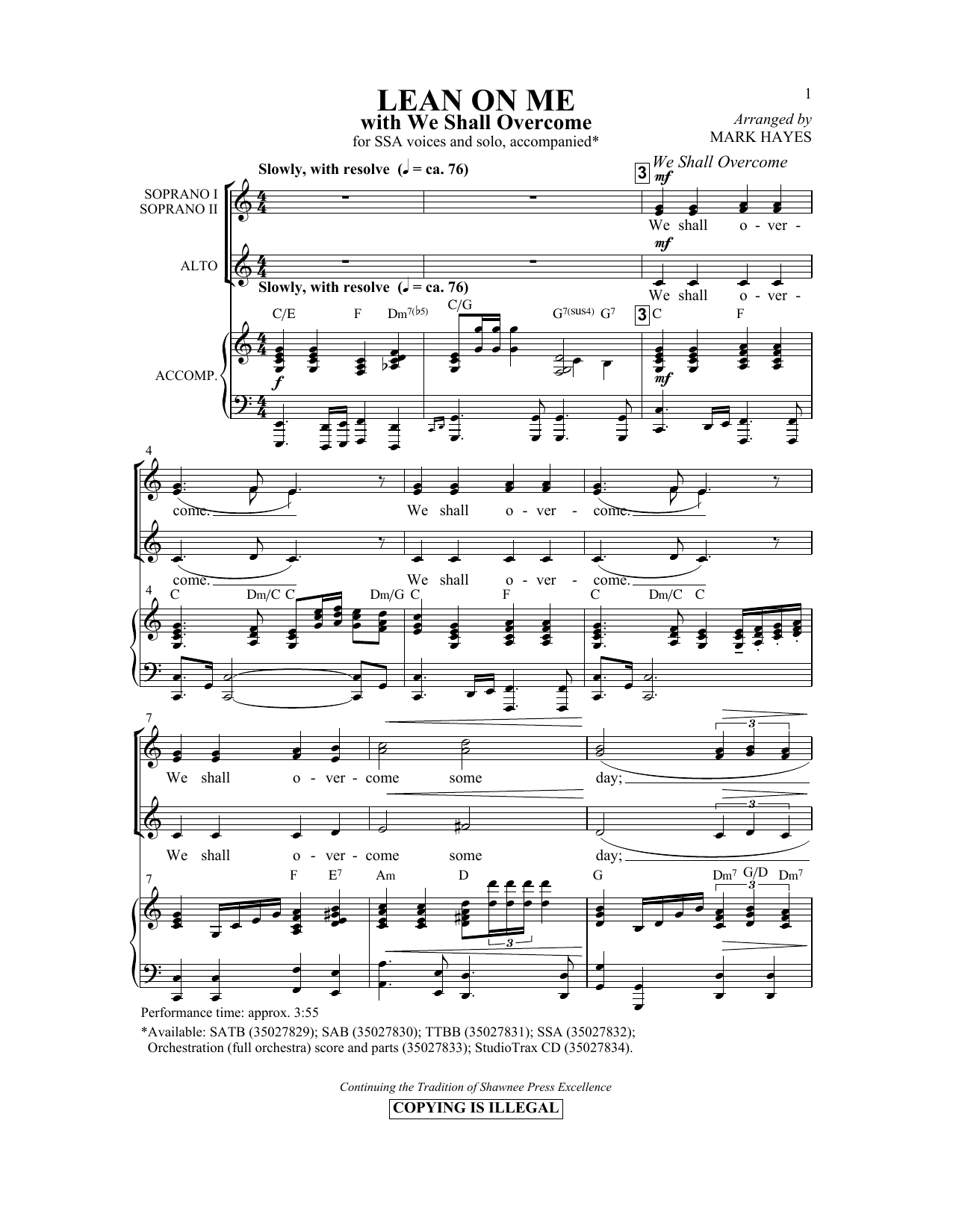 Produktgalerie: Seite 1 von 1 Lean On Me (with We Shall Overcome), Mark Hayes, Chor