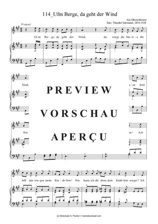 Product gallery: Page 2 of 3 Ufm Berge, da geht der Wind , , Piano and Voice