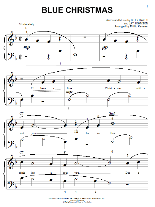 Product gallery: Page 1 of 1 Blue Christmas (arr. Phillip Keveren), Elvis Presley