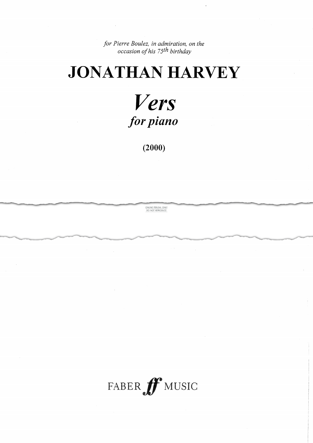 Produktgalerie: Seite 1 von 1 Vers, Jonathan Harvey, Klavier