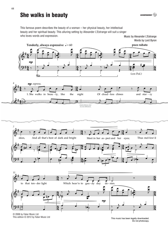Produktgalerie: Seite 1 von 1 She Walks In Beauty, Alexander L'Estrange, Gesang, Klavier