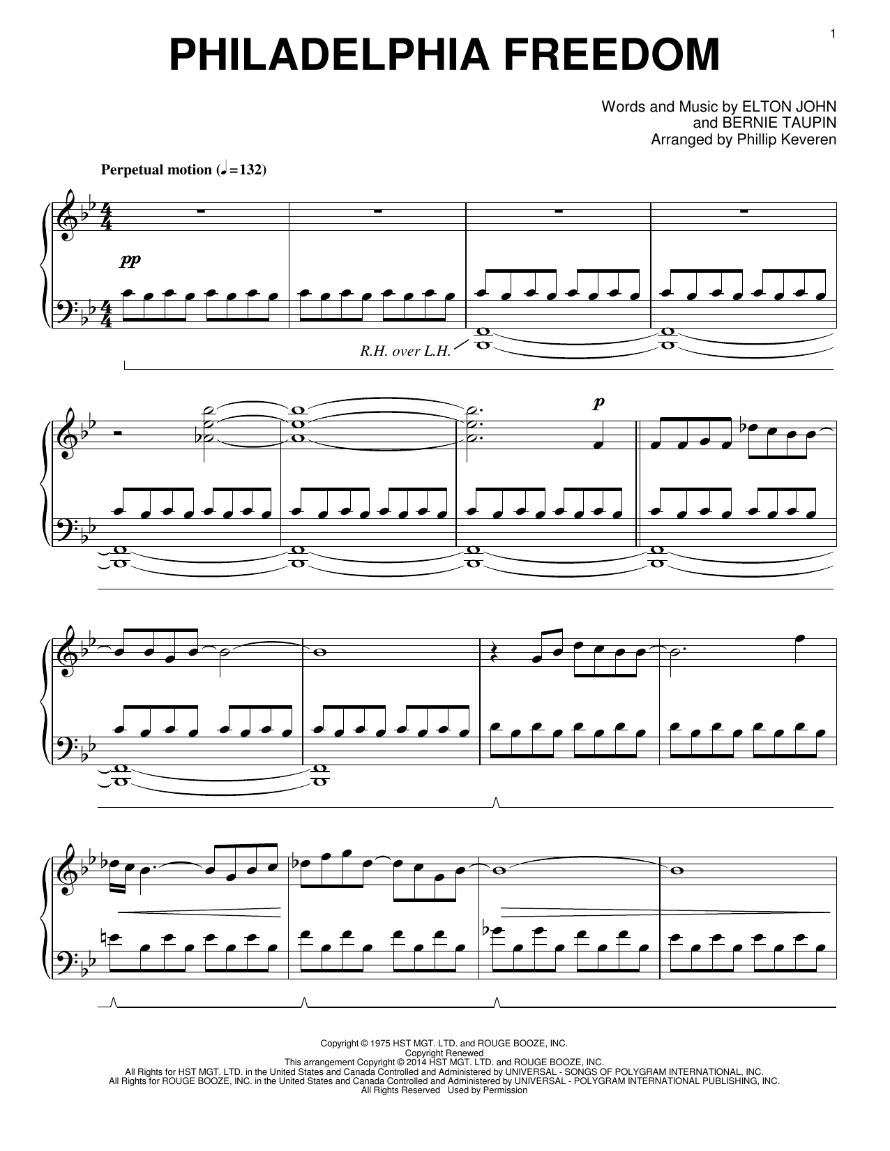 Produktbild zu: Philadelphia Freedom [Classical version] (arr. Phillip Keveren)