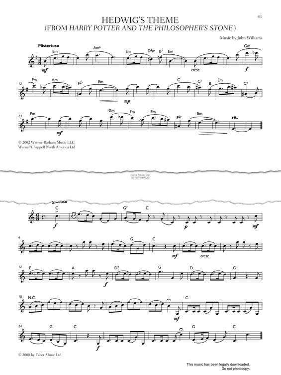 Product gallery: Page 1 of 1 Hedwig's Theme (From 'Harry Potter And The Philosopher's Stone'), John Williams