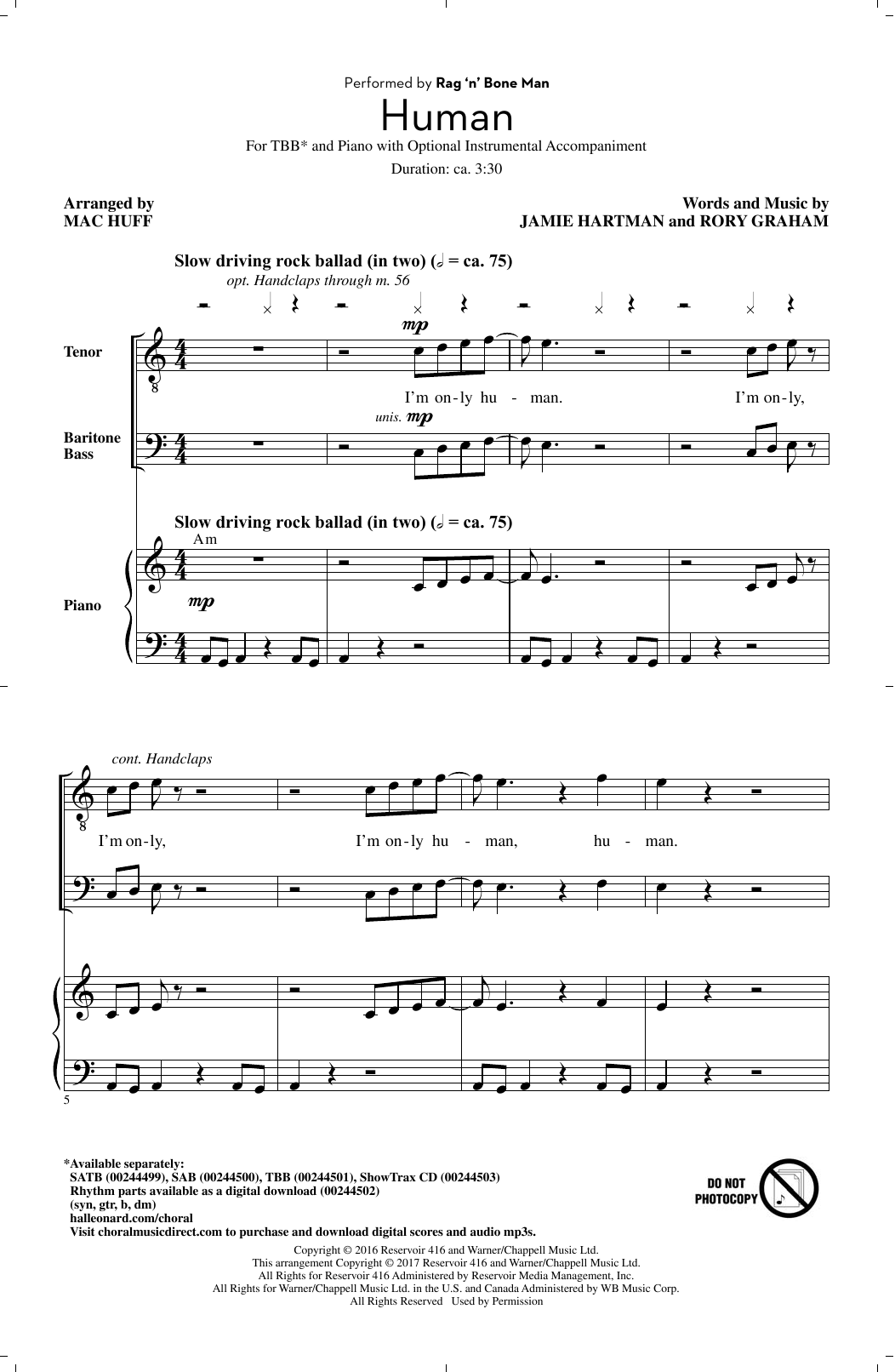 Produktbild zu: Human (arr. Mac Huff)