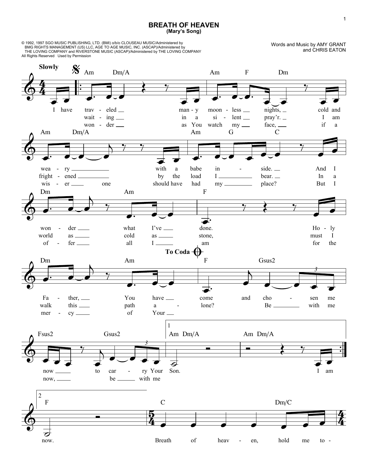 Product picture to: Breath Of Heaven (Mary's Song)