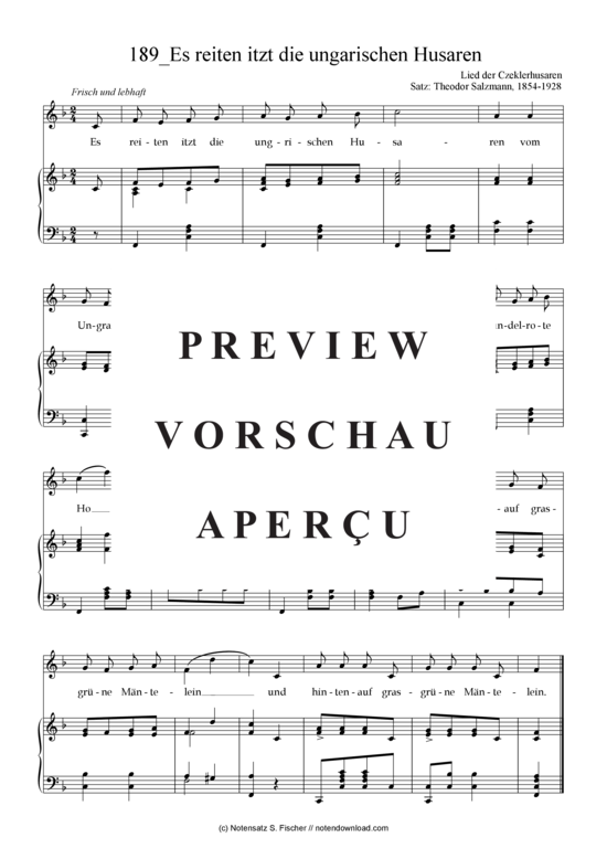Product gallery: Page 2 of 3 Es reiten itzt die ungarischen Husaren , , Piano and Voice