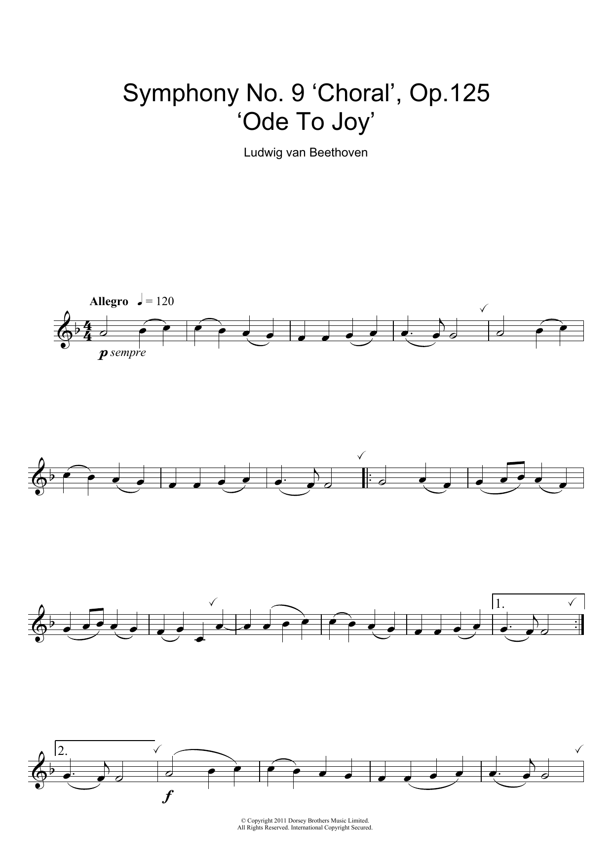 Product gallery: Page 1 of 1 Ode To Joy from Symphony No. 9, Fourth Movement, Ludwig Van Beethoven