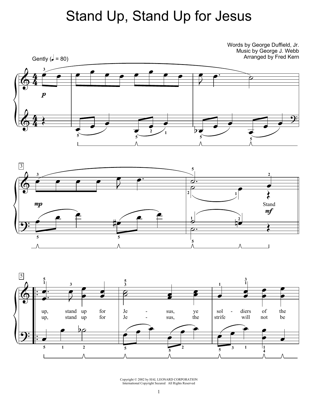 Product picture to: Stand Up, Stand Up For Jesus (arr. Fred Kern)