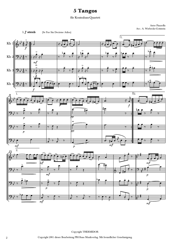 gallery: Tango Basso, , Double Bass Quartet - Score
