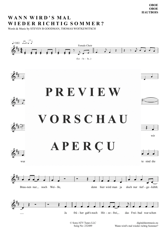 Product gallery: Page 2 of 5 Wann wird’s mal wieder richtig Sommer , Carrell, Rudi, Oboe