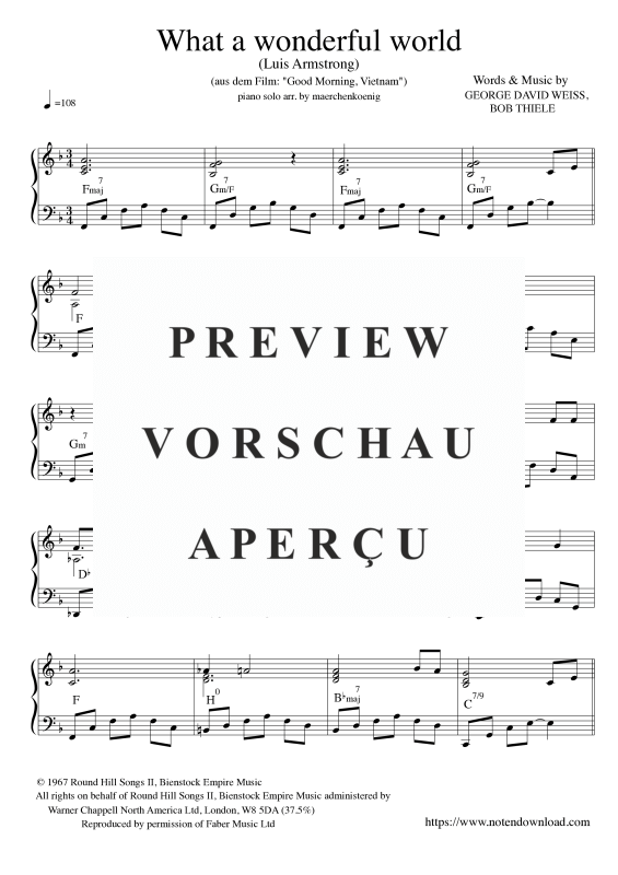 Product gallery: Page 2 of 5 What A Wonderful World, Armstrong, Louis, Piano Solo