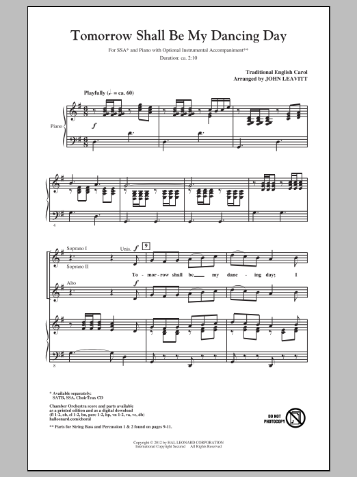 Product gallery: Page 1 of 1 Tomorrow Shall Be My Dancing Day, John Leavitt