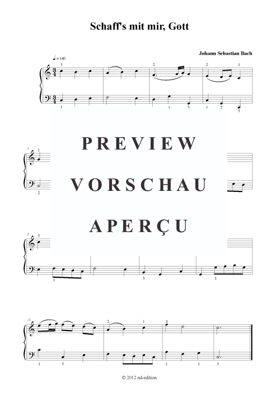 Produktbild zu: Schaff's mit mir, Gott J. S. Bach (bearb.)