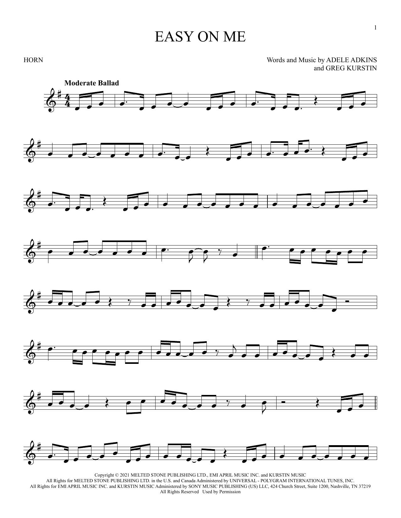 Produktgalerie: Seite 1 von 1 Easy On Me, Adele, Horn