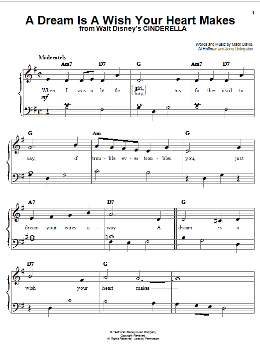 Produktgalerie: Seite 1 von 1 A Dream Is A Wish Your Heart Makes (from Cinderella), Ilene Woods, Klavier