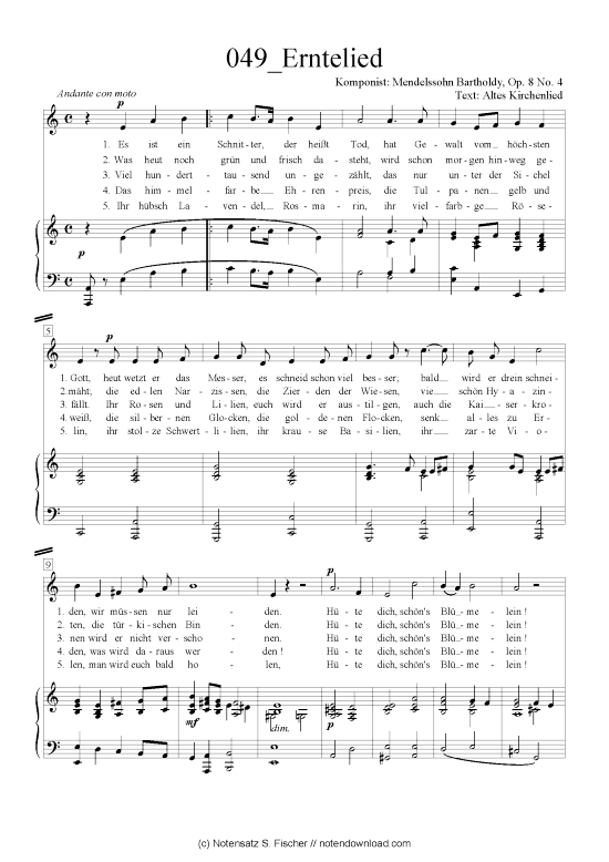 Product picture to: Erntelied Felix Mendelssohn Bartholdy (1809-1947)