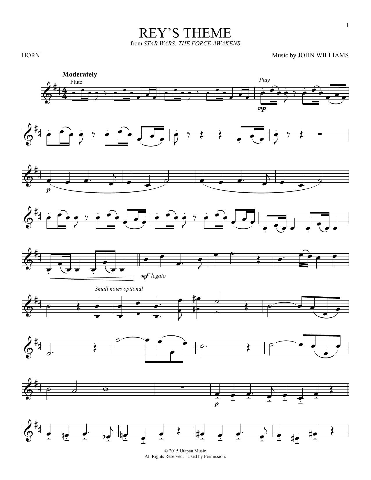 Produktgalerie: Seite 1 von 1 Rey's Theme (from Star Wars: The Force Awakens), John Williams, Horn