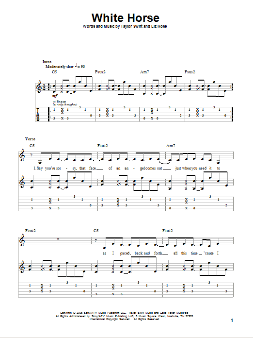 Produktgalerie: Seite 1 von 1 White Horse, Taylor Swift, Gitarre