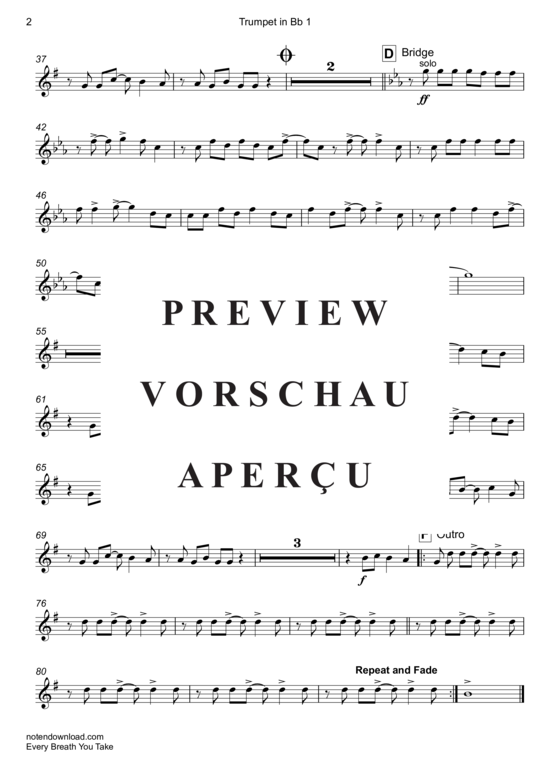 Produktgalerie: Seite 9 von 19 Every Breath You Take , Police, (Blechbläser Quintett)
