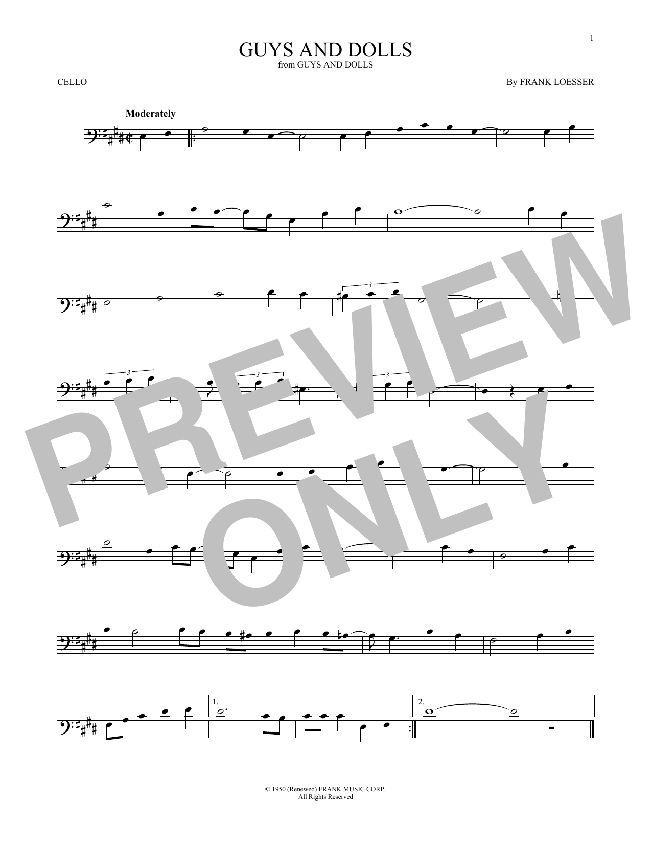 Produktgalerie: Seite 1 von 1 Guys And Dolls, Frank Loesser, Violoncello