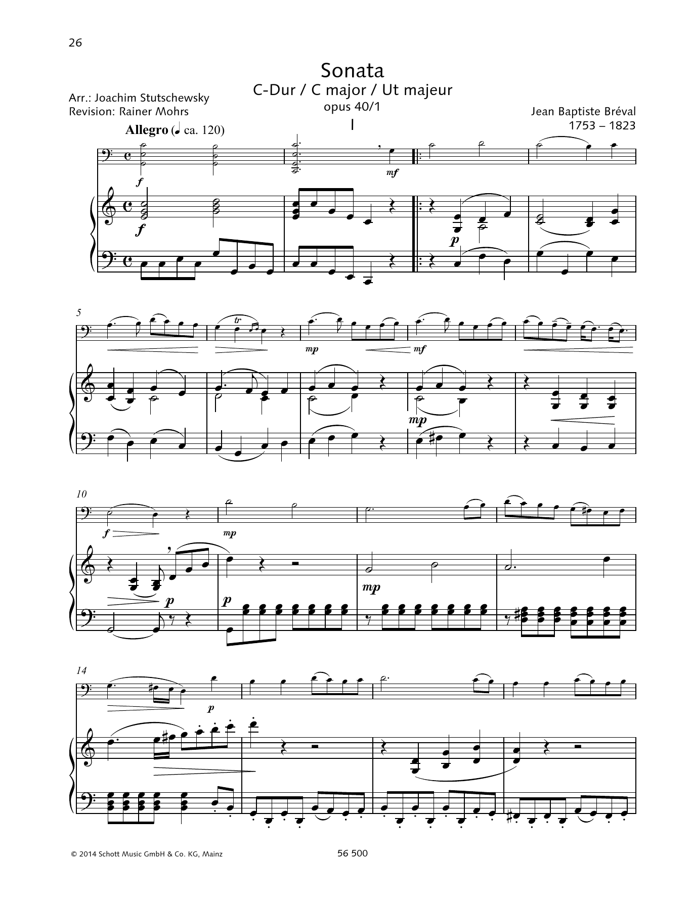Produktgalerie: Seite 1 von 1 Sonata C Major, Jean Baptiste Bréval, Klavier, Violoncello