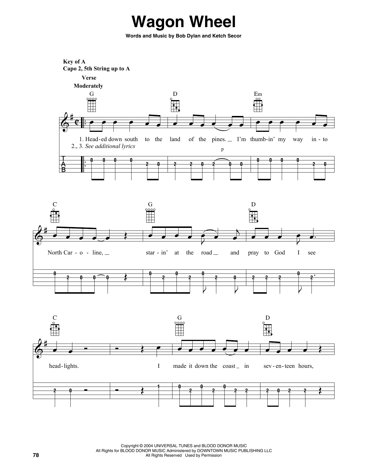 Product gallery: Page 1 of 1 Wagon Wheel (arr. Fred Sokolow), Old Crow Medicine Show