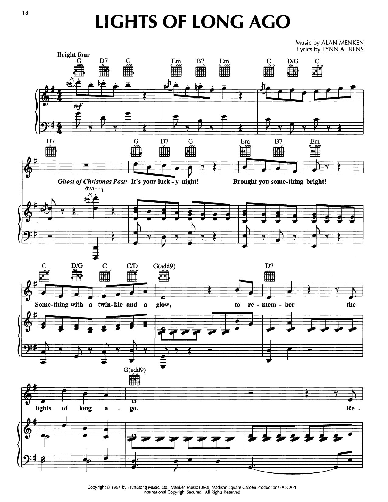 Produktgalerie: Seite 1 von 1 Lights Of Long Ago (from A Christmas Carol), Lynn Ahrens, Gesang, Gitarre, Klavier