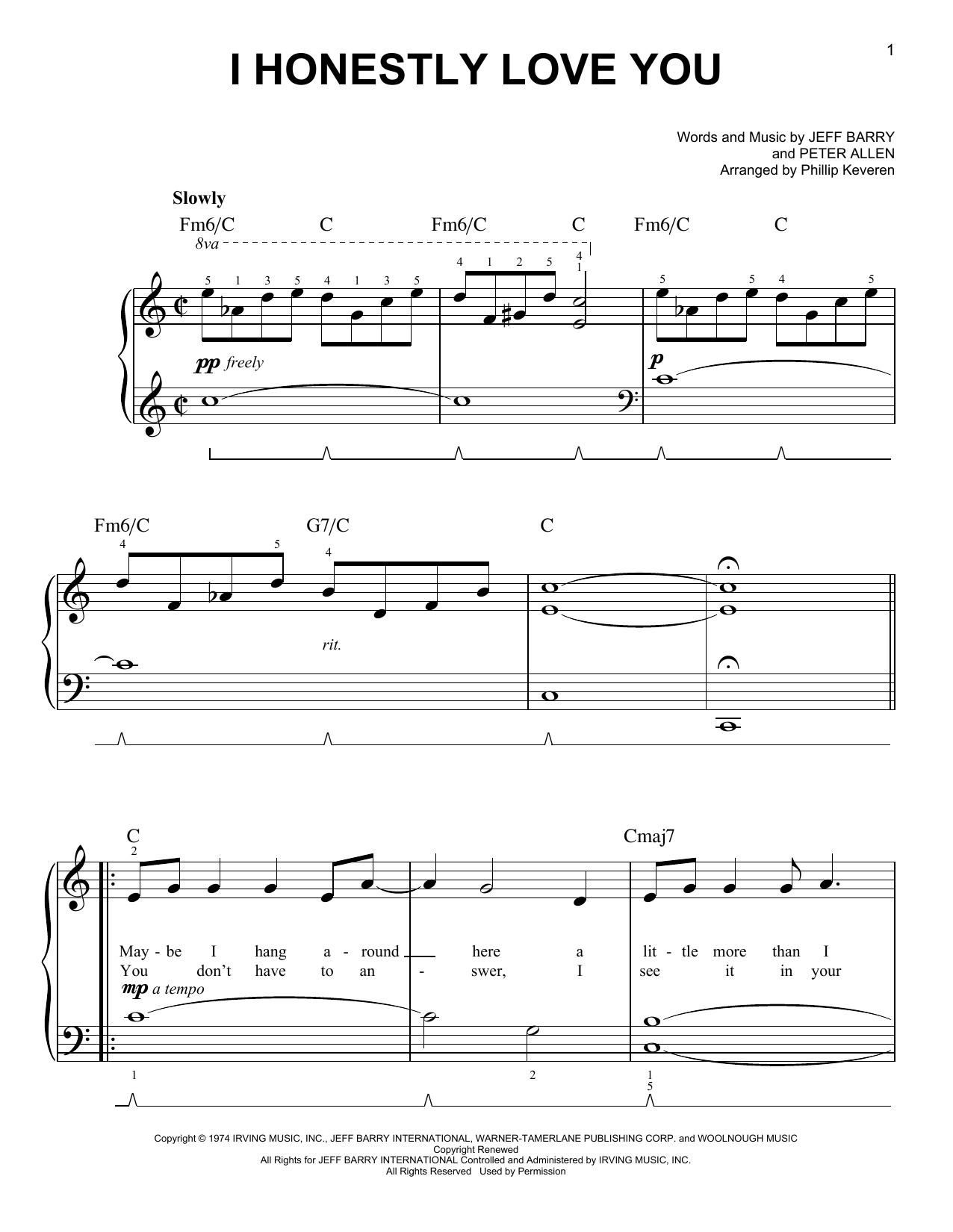 Produktbild zu: I Honestly Love You (arr. Phillip Keveren)